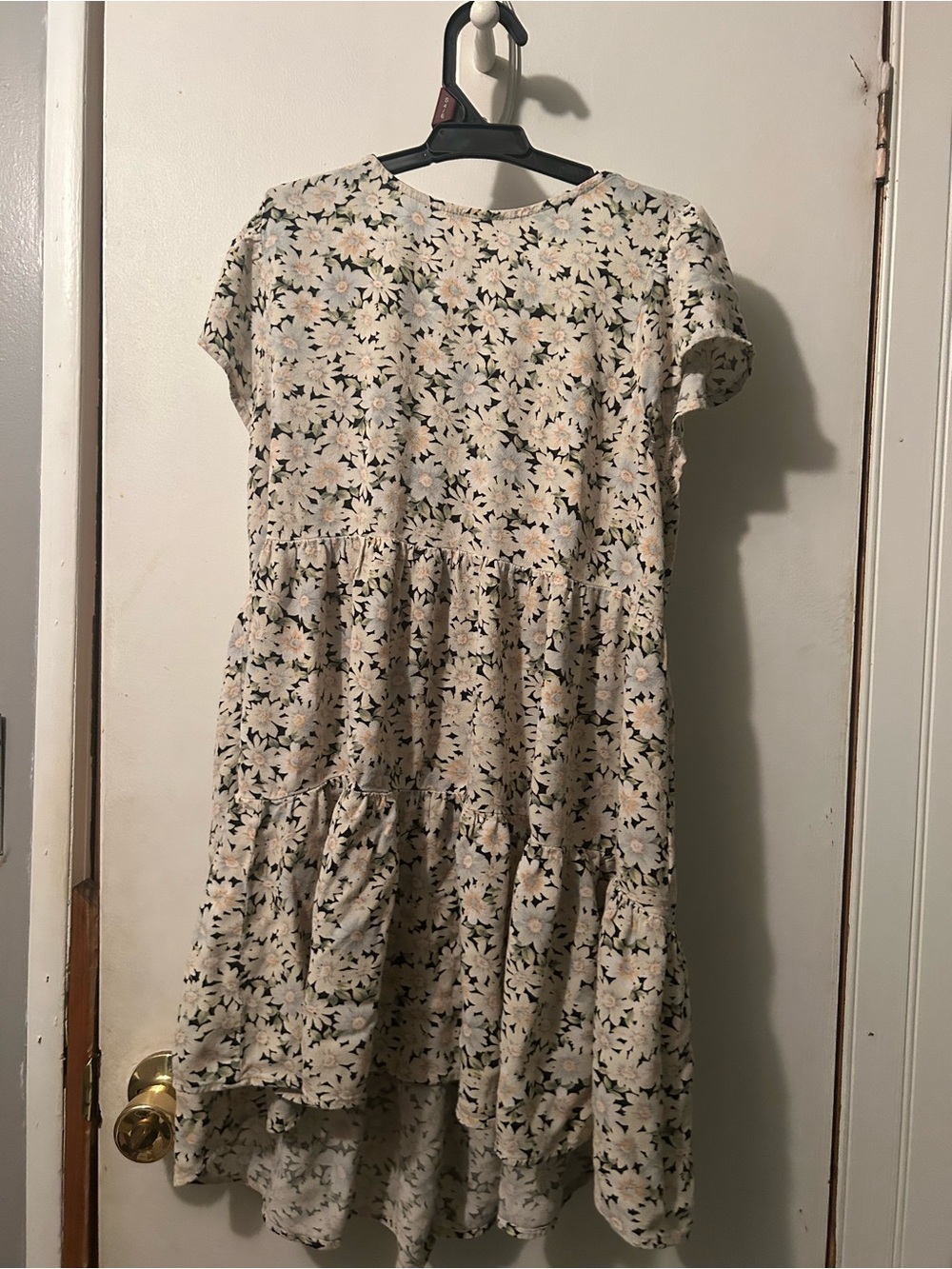 American Eagle Outfitters Cream Floral Daisy Tiered Mini Dress